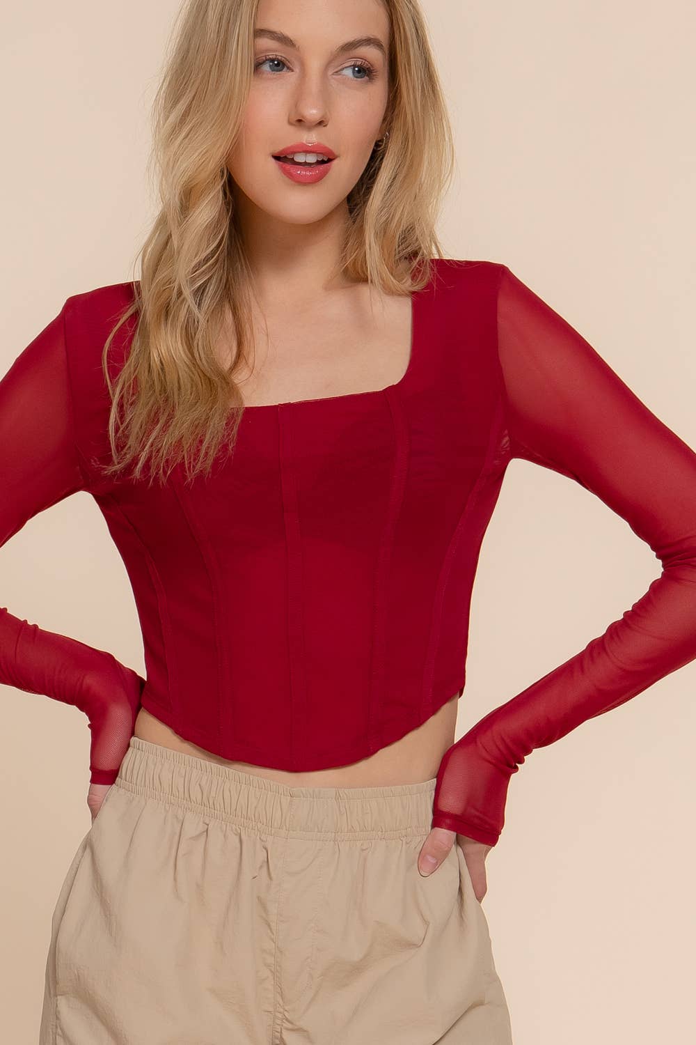 Square Neck Mesh Top