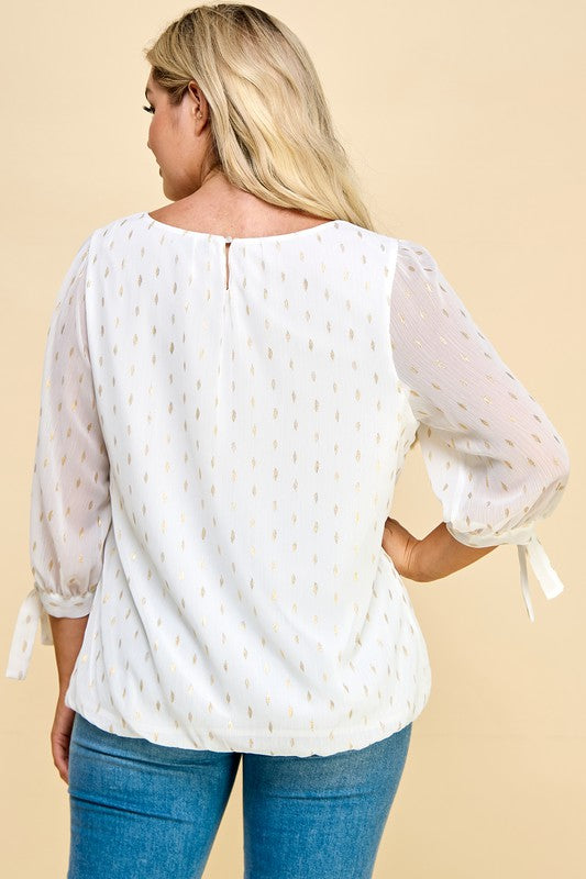 Plus Chiffon Overlay Blouse