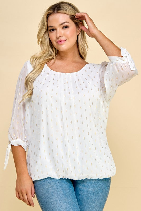 Plus Chiffon Overlay Blouse