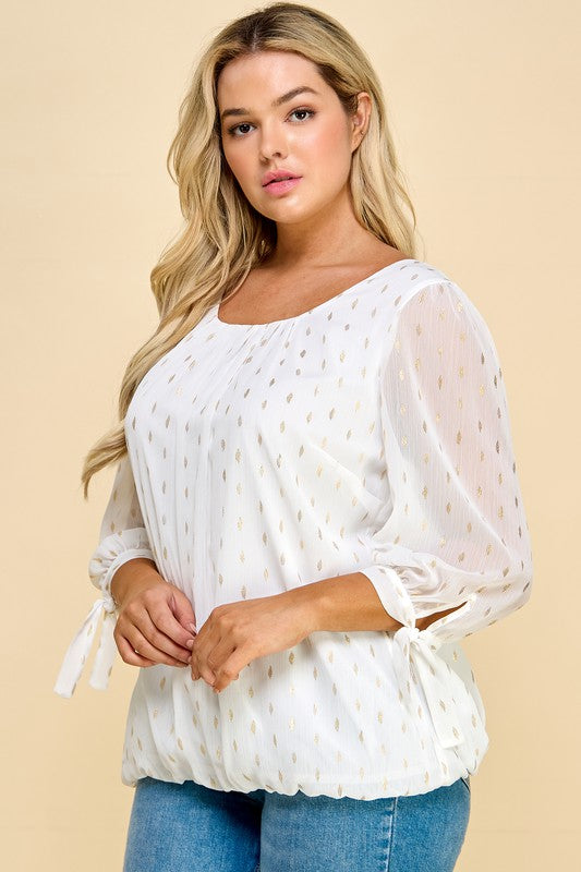 Plus Chiffon Overlay Blouse