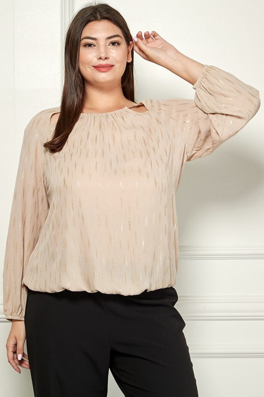 Plus V Chain Trim Blouse