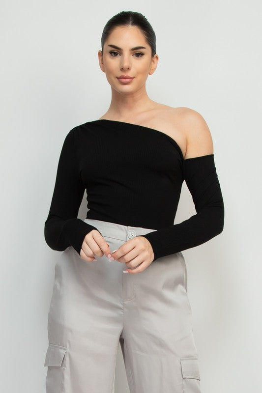 Asymmetrical Neck Bodysuit