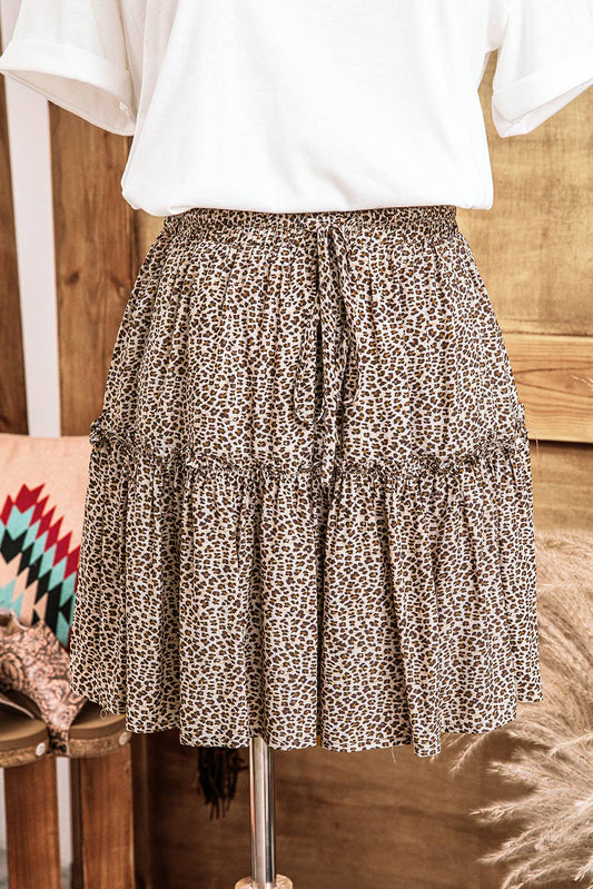 Leopard Drawstring mini Skirt