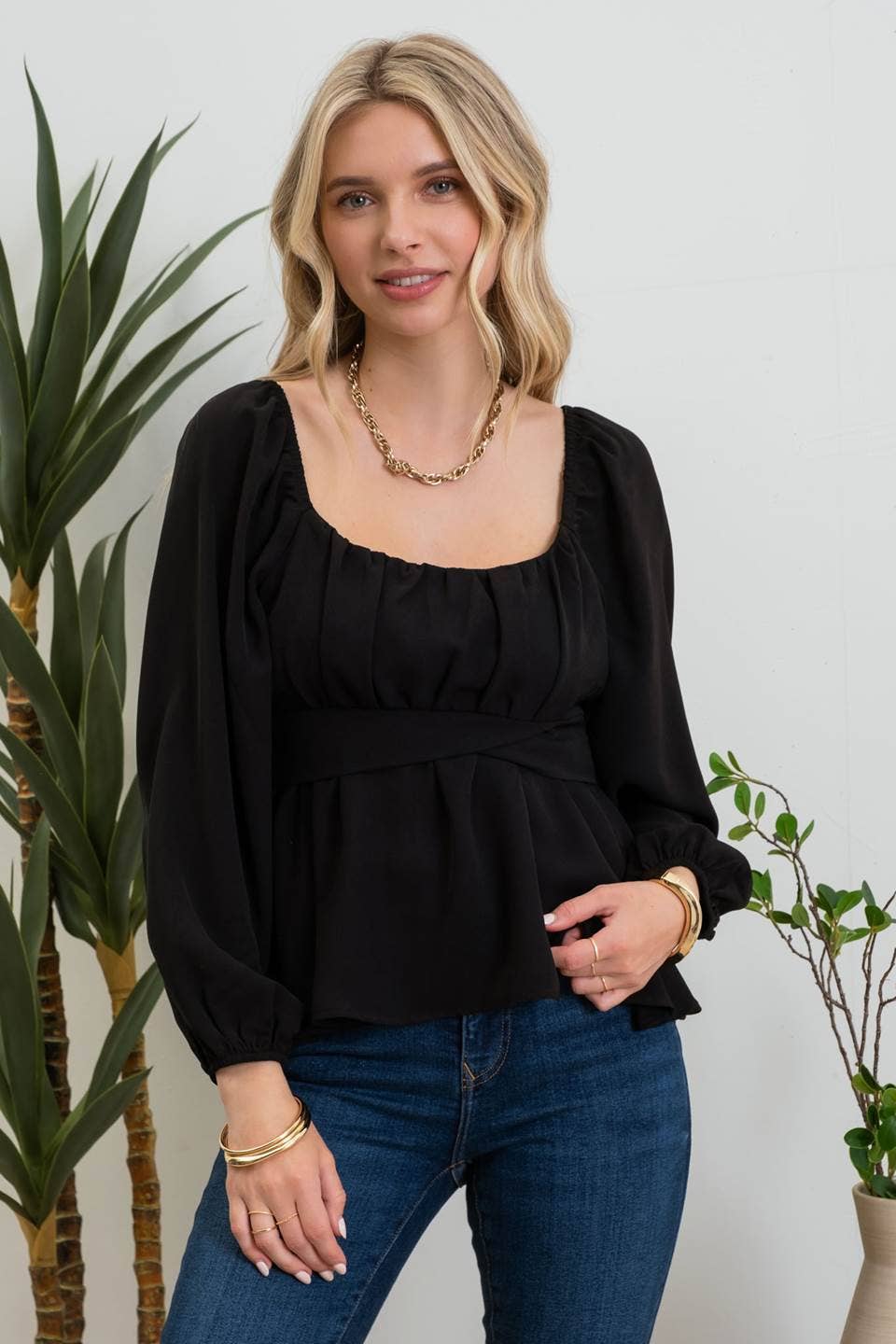 BLACKY BACK TIE BLOUSE