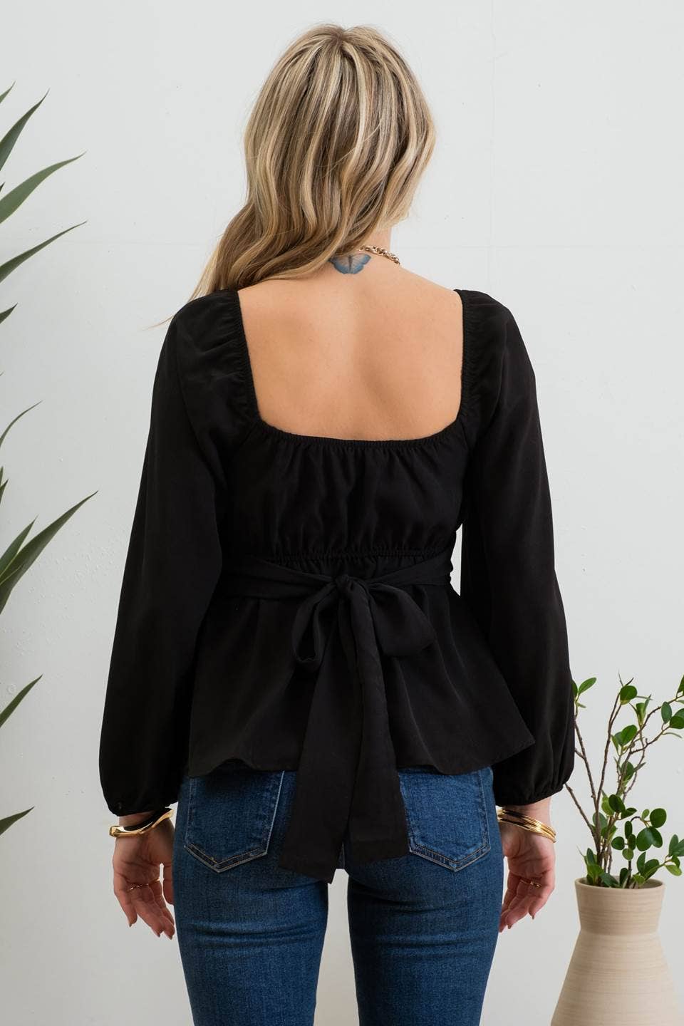 BLACKY BACK TIE BLOUSE