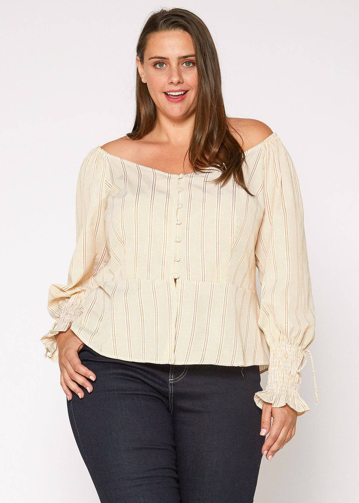 Smocked Sleeve Wrap Blouse