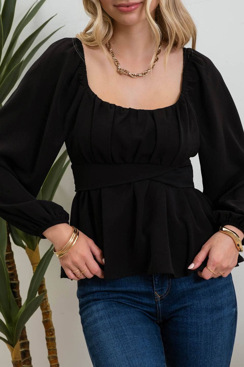 BLACKY BACK TIE BLOUSE